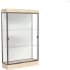 Edge Lighted Floor Case, White Back, Dark Bronze Frame, 6" Chardonnay Base, 48"W x 76"H x 20"D