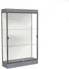 Edge Lighted Floor Case, White Back, Dark Bronze Frame, 6" Carbon Mesh Base, 48"W x 76"H x 20"D