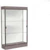 Edge Lighted Floor Case, White Back, Dark Bronze Frame, 6" Morro Zephyr Base, 48"W x 76"H x 20"D
