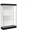 Edge Lighted Floor Case, White Back, Satin Frame, 6" Black Base, 48"W x 76"H x 20"D