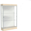 Edge Lighted Floor Case, White Back, Satin Frame, 6" Chardonnay Base, 48"W x 76"H x 20"D