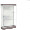 Edge Lighted Floor Case, White Back, Satin Frame, 6" Morro Zephyr Base, 48"W x 76"H x 20"D