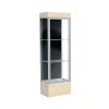 Edge Lighted Floor Case, Black Back, Satin Frame, 12" Chardonnay Base, 24"W x 76"H x 20"D
