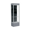 Edge Lighted Floor Case, Black Back, Satin Frame, 12" Carbon Mesh Base, 24"W x 76"H x 20"D
