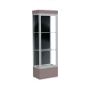Edge Lighted Floor Case, Black Back, Satin Frame, 12" Morro Zephyr Base, 24"W x 76"H x 20"D