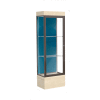 Edge Lighted Floor Case, Blue Steel Back, Dark Bronze Frame, 12" Chardonnay Base, 24"W x 76"H x 20"D