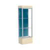 Edge Lighted Floor Case, Blue Steel Back, Satin Frame, 12" Chardonnay Base, 24"W x 76"H x 20"D