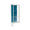 Edge Lighted Floor Case, Blue Steel Back, Satin Frame, 12" Frosty White Base, 24"W x 76"H x 20"D