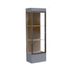 Edge Lighted Floor Case, Chocolate Back, Dark Bronze Frame, 12" Carbon Mesh Base, 24"W x 76"H x 20"D