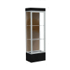 Edge Lighted Floor Case, Chocolate Back, Satin Frame, 12" Black Base, 24"W x 76"H x 20"D