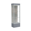 Edge Lighted Floor Case, Harbor Back, Satin Frame, 12" Carbon Mesh Base, 24"W x 76"H x 20"D
