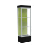 Edge Lighted Floor Case, Pale Green Back, Satin Frame, 12" Black Base, 24"W x 76"H x 20"D
