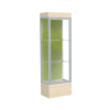 Edge Lighted Floor Case, Pale Green Back, Satin Frame, 12" Chardonnay Base, 24"W x 76"H x 20"D