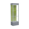 Edge Lighted Floor Case, Pale Green Back, Satin Frame, 12" Carbon Mesh Base, 24"W x 76"H x 20"D