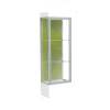 Edge Lighted Floor Case, Pale Green Back, Satin Frame, 12" Frosty White Base, 24"W x 76"H x 20"D