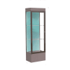 Edge Lighted Floor Case, Pewter Back, Dark Bronze Frame, 12" Morro Zephyr Base, 24"W x 76"H x 20"D