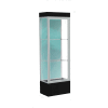 Edge Lighted Floor Case, Pewter Back, Satin Frame, 12" Black Base, 24"W x 76"H x 20"D