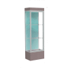 Edge Lighted Floor Case, Pewter Back, Satin Frame, 12" Morro Zephyr Base, 24"W x 76"H x 20"D