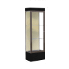 Edge Lighted Floor Case, Silk Back, Dark Bronze Frame, 12" Black Base, 24"W x 76"H x 20"D