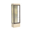 Edge Lighted Floor Case, Silk Back, Dark Bronze Frame, 12" Chardonnay Base, 24"W x 76"H x 20"D