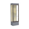 Edge Lighted Floor Case, Silk Back, Dark Bronze Frame, 12" Carbon Mesh Base, 24"W x 76"H x 20"D