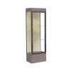 Edge Lighted Floor Case, Silk Back, Dark Bronze Frame, 12" Morro Zephyr Base, 24"W x 76"H x 20"D