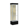Edge Lighted Floor Case, Silk Back, Satin Frame, 12" Black Base, 24"W x 76"H x 20"D