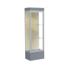 Edge Lighted Floor Case, Silk Back, Satin Frame, 12" Carbon Mesh Base, 24"W x 76"H x 20"D
