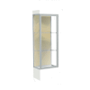 Edge Lighted Floor Case, Silk Back, Satin Frame, 12" Frosty White Base, 24"W x 76"H x 20"D
