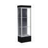 Edge Lighted Floor Case, Slate Back, Satin Frame, 12" Black Base, 24"W x 76"H x 20"D