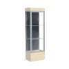 Edge Lighted Floor Case, Slate Back, Satin Frame, 12" Chardonnay Base, 24"W x 76"H x 20"D