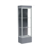 Edge Lighted Floor Case, Slate Back, Satin Frame, 12" Carbon Mesh Base, 24"W x 76"H x 20"D