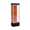 Edge Lighted Floor Case, Terra Cotta Back, Satin Frame, 12" Black Base, 24"W x 76"H x 20"D