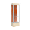 Edge Lighted Floor Case, Terra Cotta Back, Satin Frame, 12" Chardonnay Base, 24"W x 76"H x 20"D