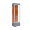 Edge Lighted Floor Case, Terra Cotta Back, Satin Frame, 12" Carbon Mesh Base, 24"W x 76"H x 20"D