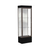 Edge Lighted Floor Case, White Back, Dark Bronze Frame, 12" Black Base, 24"W x 76"H x 20"D