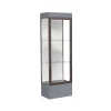 Edge Lighted Floor Case, White Back, Dark Bronze Frame, 12" Carbon Mesh Base, 24"W x 76"H x 20"D