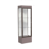 Edge Lighted Floor Case, White Back, Dark Bronze Frame, 12" Morro Zephyr Base, 24"W x 76"H x 20"D