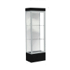 Edge Lighted Floor Case, White Back, Satin Frame, 12" Black Base, 24"W x 76"H x 20"D