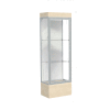 Edge Lighted Floor Case, White Back, Satin Frame, 12" Chardonnay Base, 24"W x 76"H x 20"D