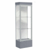 Edge Lighted Floor Case, White Back, Satin Frame, 12" Carbon Mesh Base, 24"W x 76"H x 20"D