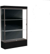 Edge Lighted Floor Case, Black Back, Dark Bronze Frame, 12" Black Base, 48"W x 76"H x 20"D
