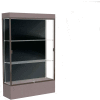 Edge Lighted Floor Case, Black Back, Dark Bronze Frame, 12" Morro Zephyr Base, 48"W x 76"H x 20"D