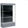 Edge Lighted Floor Case, Black Back, Satin Frame, 12" Carbon Mesh Base, 48"W x 76"H x 20"D