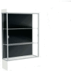 Edge Lighted Floor Case, Black Back, Satin Frame, 12" Frosty White Base, 48"W x 76"H x 20"D