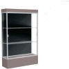 Edge Lighted Floor Case, Black Back, Satin Frame, 12" Morro Zephyr Base, 48"W x 76"H x 20"D