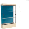 Edge Lighted Floor Case, Blue Steel Back, Dark Bronze Frame, 12" Chardonnay Base, 48"W x 76"H x 20"D