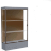 Edge Lighted Floor Case, Chocolate Back, Dark Bronze Frame, 12" Carbon Mesh Base, 48"W x 76"H x 20"D