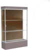 Edge Lighted Floor Case, Chocolate Back, Satin Frame, 12" Morro Zephyr Base, 48"W x 76"H x 20"D