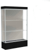 Edge Lighted Floor Case, Harbor Back, Satin Frame, 12" Black Base, 48"W x 76"H x 20"D